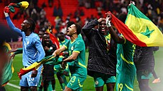 Senegal�tí fotbalisté slaví vít�zství na africkém poháru.