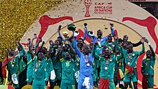 Senegal�tí fotbalisté slaví vít�zství na africkém �ampionátu.