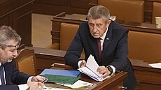 Sch�ze Poslanecké sn�movny. Vyslovení d�v�ry vlád�. Na snímku premiér Andrej...