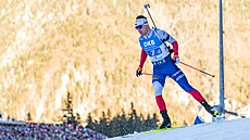 Michal Kr�má� na trati �tafety v Ruhpoldingu.