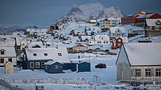 Pohled na Nuuk, hlavní m�sto Grónska. (14. ledna 2026)