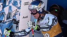 Ester Ledecká b�hem tréninku na sjezd v Tarvisiu.