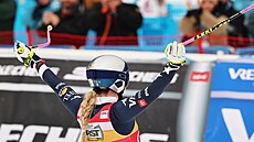 Ameri�anka Lindsey Vonnová b�hem sjezdu v Tarvisiu