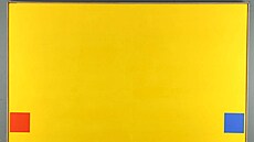 �lutá kostka s �erveným a modrým �tvercem od Johna Plumba