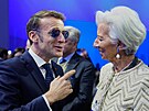 Francouzský prezident Emmanuel Macron a �éfka Evropské centrální banky...