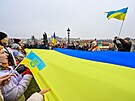 Akce �et�z jednoty ke Dni jednoty Ukrajiny, Karl�v most, Praha. (24. ledna 2026)