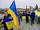 Akce �et�z jednoty ke Dni jednoty Ukrajiny, Karl�v most, Praha. (24. ledna 2026)