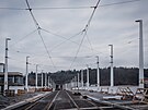Napojov�n� Dvoreck�ho mostu na tramvajovou s�. (27. ledna 2026)