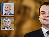 Prezident Petr Pavel, Petr Macinka (Motoristé) a premiér Andrej Babi� (ANO)