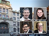 Za�al boj o primátora. Ve vý�ezech zleva naho�e Tomá� Portlík (ODS), Tereza...