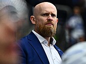 Brn�nský trenér Ji�í Horá�ek b�hem utkání s Libercem.