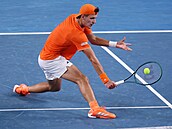 Jakub Men�ík se soust�edí na úder ve t�etím kole Australian Open.