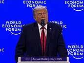 Donald Trump p�i projevu na Sv�tovém ekonomickém fóru v Davosu