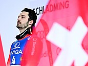 �výcarský ly�a� Loic Meillard jako vít�z ob�ího slalomu ve Schladmingu