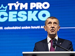 Premiér a p�edseda ANO Andrej Babi� na volebním sn�mu hnutí (24. ledna 2026)