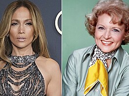 Here�ka a zp�va�ka Jennifer Lopezová a here�ka Betty White. Na fotografiích je...