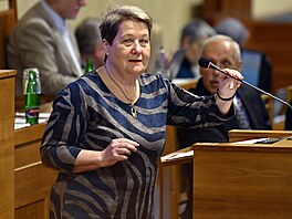 Kandidátka  na funkci ve�ejného ochránce práv Eva Kostolanská p�i jednání v...