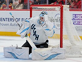 Vítek Van��ek z Utahu zasahuje v utkání proti Florid�.
