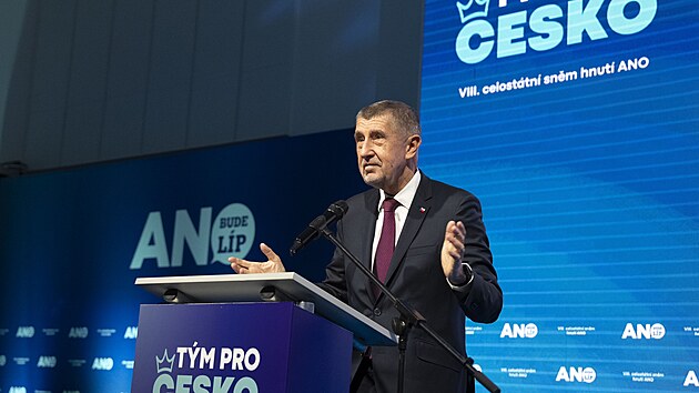 Premi�r a p�edseda ANO Andrej Babi� na volebn�m sn�mu hnut� (24. ledna 2026)