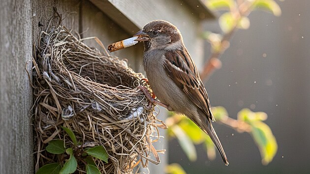 Pt�ci si do hn�zda p�in�ej� cigaretov� �pa�ky, jejich� nikotin odpuzuje kl횝ata.