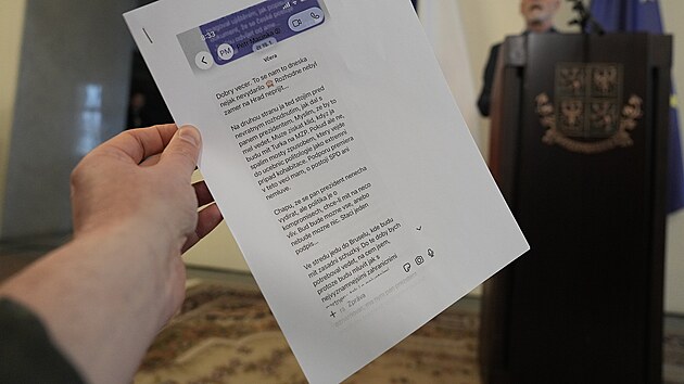 Komunikace zpr�v od Petra Macinky ur�en�ch prezidentu Petru Pavlovi. (27. ledna 2026)