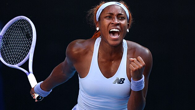 Americk� tenistka Coco Gauffov� se raduje z postupu do �tvrtfin�le Australian...