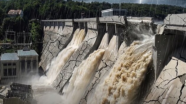 Facebookov� ��et Realita+ ukazuje videa tvo�en� um�lou inteligenc� zam��en� na Znojmo a okol�. Na sn�mku protr�en� hr�ze Vranovsk� p�ehrady.