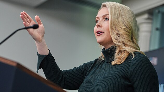 Tiskov� mluv�� B�l�ho domu Karoline Leavittov� b�hem tiskov� konference v B�l�m dom� ve Washingtonu, D.C., USA, 26. ledna 2026.