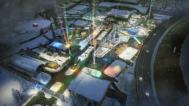 Takto bude podle vizualizace vypadat pohled na olympijsk� festival, a� bude v�e hotov�. (20. ledna 2026)