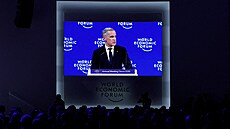 Kanadský premiér Mark Carney p�i projevu na Sv�tovém ekonomickém fóru v Davosu....