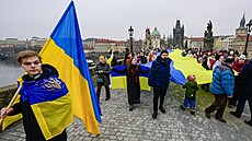 Akce �et�z jednoty ke Dni jednoty Ukrajiny, Karl�v most, Praha. (24. ledna 2026)