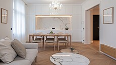 Kuchy� s jídelní zónou navazuje na obývací pokoj.