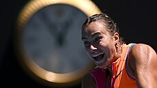 Aryna Sabalenková b�hem �tvrtfinále Australian Open.