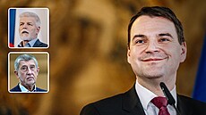 Prezident Petr Pavel, Petr Macinka (Motoristé) a premiér Andrej Babi� (ANO)