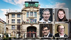 Za�al boj o primátora. Ve vý�ezech zleva naho�e Tomá� Portlík (ODS), Tereza...