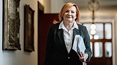 Ministryn� financí Alena Schillerová p�ichází na zasedání vlády, která mimo...