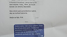 SMS komunikace místop�edsedy vlády Petra Macinky adresovaná prezidentu Petru...