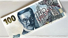 Pam�tní bankovka 100 korun �eských vzor 2026 - Budování �eskoslovenské m�ny.