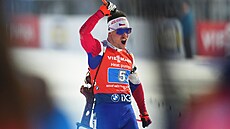 Michal Kr�má� slaví t�etí místo ve smí�ené �tafet� v Novém M�st� na Morav�.