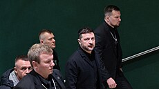 Ukrajinský prezident Volodymyr Zelenskyj p�i p�íjezdu na zasedání Sv�tového...