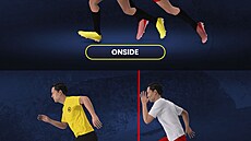 Vizualizace nového ofsajdového pravidla.