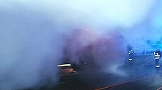 Po�ár kamionu na dálnici D1 p�ed Brnem sm�r Ostrava, 185. km. (27. ledna 2026)