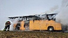 Po�ár autobusu na D46 (29. ledna 2026)