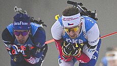 Vít�zslav Hornig na trati závodu s hromadným startem v Novém M�st� na Morav�