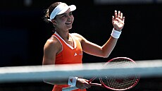 Americká tenistka Iva Jovicová slaví postup do �tvrtfinále Australian Open.