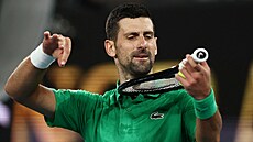Srbský tenista Novak Djokovi� slaví postup do osmifinále Australian Open.