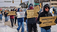Protest proti Ú�adu pro imigraci a cla (ICE) v Minneapolisu. (21. ledna 2026)