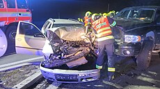 Tragická nehoda dodávky Dodge a �kody Octavie u Krnova, p�i které zem�el 68letý...