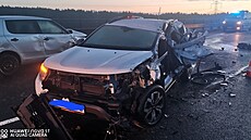 Na dálnici D3 na Táborsku se srazila dv� osobní a jedno nákladní auto. (26....