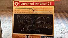 Provoz �ásti linky metra C omezil st�et soupravy s mu�em. (20. ledna 2026)